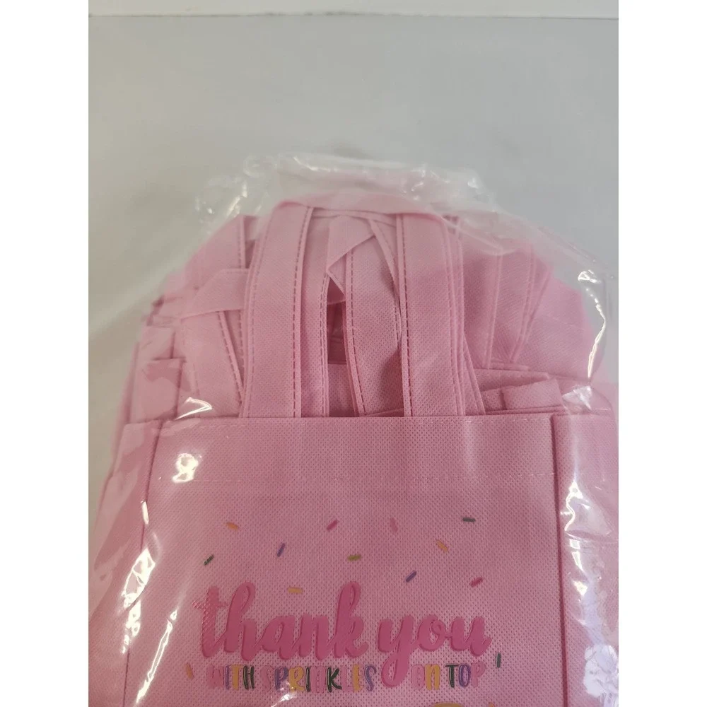 Set Of 31 Thank You Bags W/‎ Handles Dounts & Sprinkles Pink
